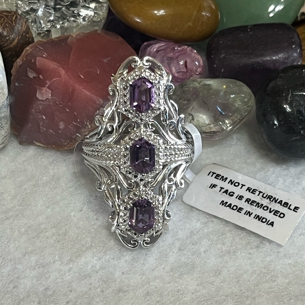 Karis Modern Triple Purple Stone Ring